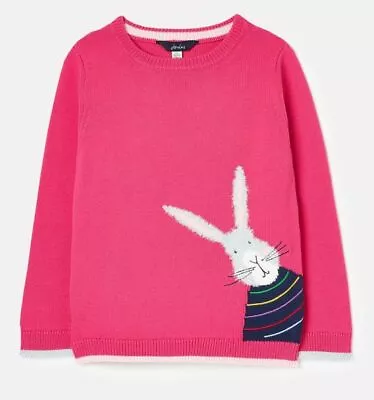 JOULES Girls Geegee Jumper Age 4 & 7 Pink Bunny Rabbit NEW FREEPOST OO61 • £14.99