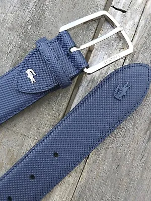 T90 36 Genuine LACOSTE Navy Pique PVC BELT Mens NEW TAGS RC4009 BLT1 • £75