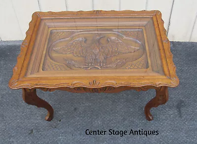 63466 Antique  Hand Carved Eagle Tray Top Coffee Table Stand • $275