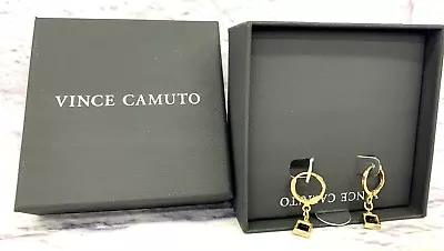 Vince Camuto Drop Gold With Black Stone Earings Jewelry In Gift Box For Her New • $17.99