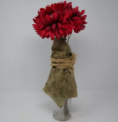 Artificial Flower Arrangement Arty Piece Cloth Wrapped Rope-Tied Glass Vase 15  • £12.99