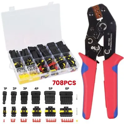 708Pcs 1-6 Pin Car Automotive Waterproof Electrical Wire Connectors Plug Kit Set • $15.98