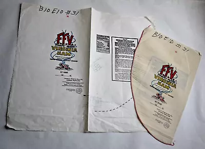 $25 • Buy PAIR Vintage Paper / Cloth Bags -FFV VIRGINIA HAM, JORDAN'S, SMITHFIELD, VA 1998