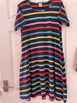 Frugi Bloom Rainbow Stripe Dress With Pockets Size 10 Maternity Pregnancy Cotton • £6