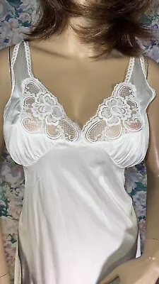 $9.99 • Buy Vintage Nylon & Lace Full Slip Size 38 White Lingerie Made In U.S.A.