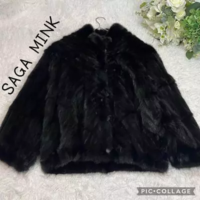 Saga Mink Fur Coat Dark Brown FREE SIZE From Japan • $180