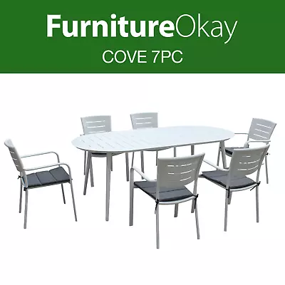 FurnitureOkay® Cove 7pc Aluminium Outdoor Dining Setting Patio Furniture Set • $1529