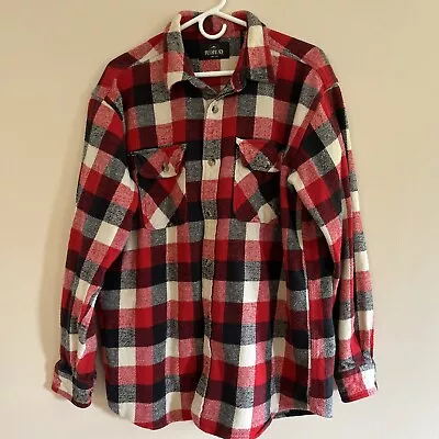 Mens Flannel Cotton Shirt Red Head Vintage Plaid Lumberjack Check Long Sleeve XL • $14