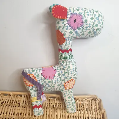 Mamas & And Papas Floral Checked Fabric Giraffe Soft Toy Plush Rattle • £4.99