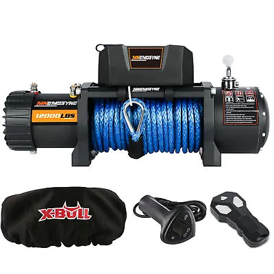 $309.90 • Buy Electric Winch 12000lbs 12V Synthetic Rope Jeep Towing Truck With Winch Cover