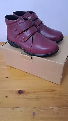 Ladies D B Shoes Easy B  Bradwell  Red Leather Ankle Boot - Size 8 (4E) • £34