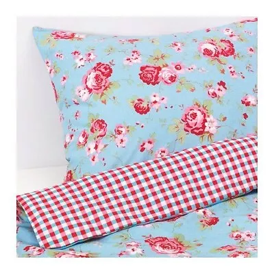 Cath Kidston Ikea Rosali Double Duvet Cover 2 Pillowcases Blue • £28