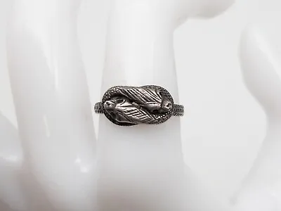 Vintage DOUBLE SNAKE Sterling Silver Band Ring • $45