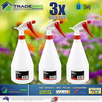 3x Spray Bottle 1000ml 1Ltr Trigger Gun Misting Sprayer Flowers Restaurant Clean • $22