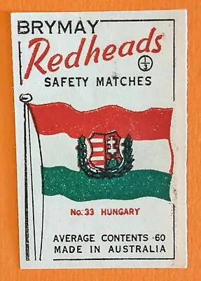 1957 Brymay Redheads Unused Label Flags Around The World #33 Hungary - NM.  • $3.49