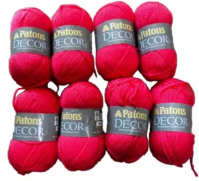 8 Skeins Patons Decor Yarn Coral 1.75oz Each Total 832 Yards Acrylic/Wool Blend • $29