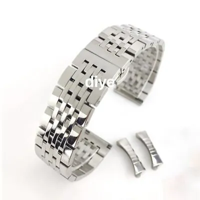 Unisex Straight+Hollow Curved 12-24mm Watch Band Strap Stainless Steel Bracelet • $11.69
