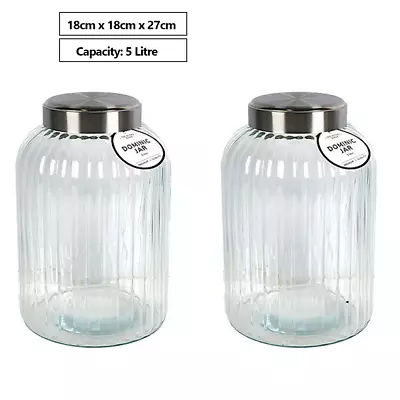 6PK X 5L Large Glass Jar Cookie Candy Canister Container Airtight Storage Cafe • $119.95