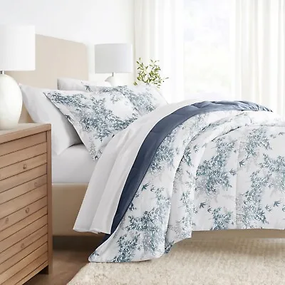 Kaycie Gray Floral Pattern Reversible Comforter Set • $35.69