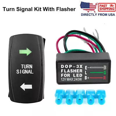 For Car Motorcycle ATV UTV Turn Signal Kit Rocker Switch Blinker SPDT W/Flasher • $12.25