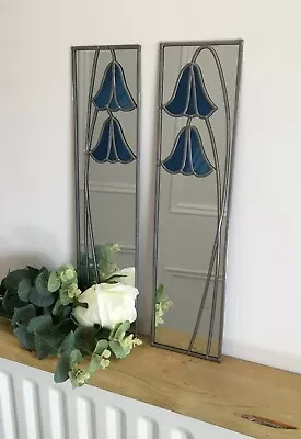 Bluebell 10x40cm Pair Stained Glass Effect Mirror Hand Made In The Mackintosh • £58