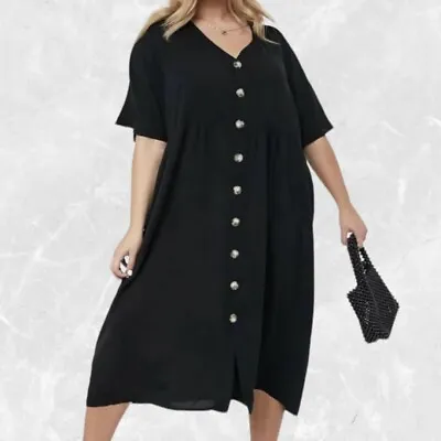 $68 • Buy NWT Button Front Midi/Maxi Oversize Dress Long Smock Asos Design Plus Size 20-22