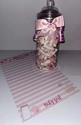 It's A Girl Pink Baby Shower Guess How Many Baby Bottles Sweets In Jar Game • £11.99