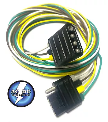 12ft Trailer Light Wiring Harness Extension 4-Pin 18 AWG Flat Wire Connector USA • $12.95