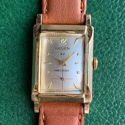 Vintage Gruen Precision Cal. 335R 21 Jewels 10K Gold Filled Art Deco Wristwatch • $199