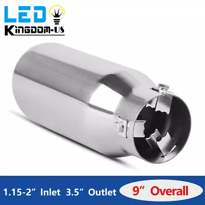 Universal Exhaust Tip 1.15 - 2  Inlet 3.5  Outlet 9  Long Polished Bolt-On Pipe • $16.59