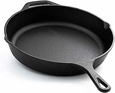 £22.95 • Buy 12/10 Inch Pre Seasoned Cast Iron Skillet Frying Pan Oven Safe Grill Cookware 