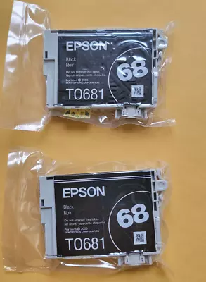 Genuine Epson 68 Black Ink Cartridge T0681  2 Pack • $42.95