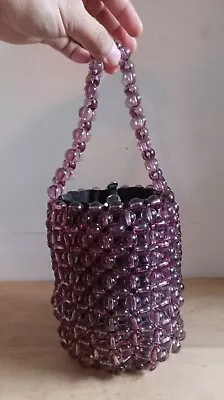 Zara Beaded Marble 1960s Vibe Mini Bucket Bag  Purple Hand Bag. • $25