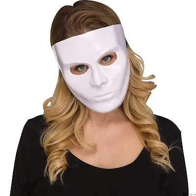 $10.06 • Buy Solid Blank Female Anonymous Halloween Costume Face Mask, White, One-Size