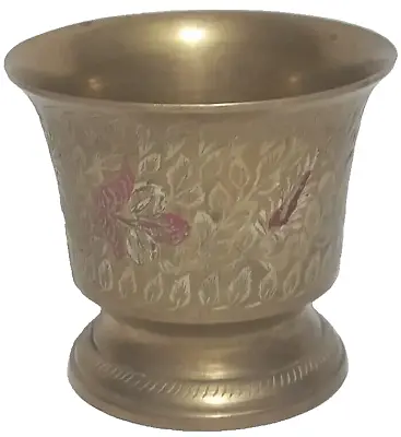 Antique Vintage Solid Brass Engraved Pedestal Cup 3  X 3.5  • $2.99