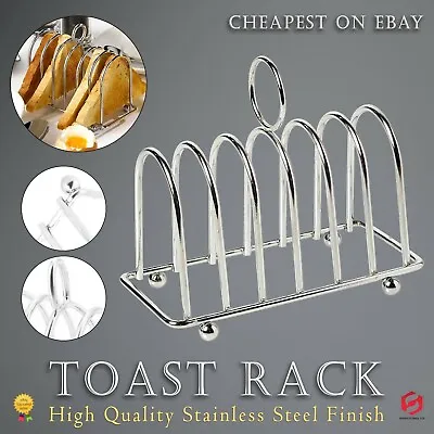 £6.49 • Buy Toast Rack Holder Stainless Steel 6 Slots Slice Serving Bread Stand CHROME New