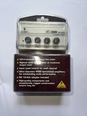 £20 • Buy Behringer MX400 MicroMix Ultra Low-noise 4-channel Mono Line Mixer - In Box