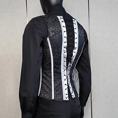 Men Tummy Control Corset Vest Dress Waistcoat Black Print Costume Wedding Party • $49.99