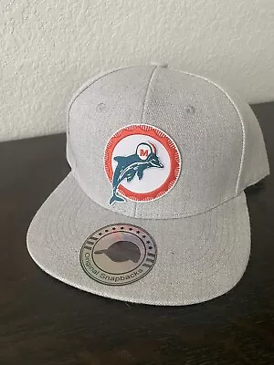 MIAMI DOLPHINS Retro 1966 Throwback Classic Logo Gray Denim Snapback Cap Hat 🐬 • $24