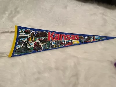 VINTAGE KANSAS SOUVENIR PENNANT APPROX. 25  Sunflower State • $9.99