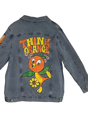 $79 • Buy Disney Vault 50th Orange Bird Distressed Oversize Denim Jacket XL - NWT