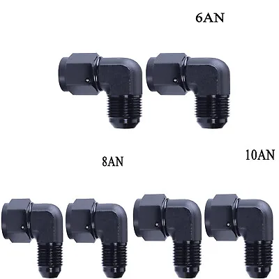 $8.39 • Buy 2PCS 90 Degree 6AN 8AN 10AN Female To Male Flare Swivel Fitting Adapter