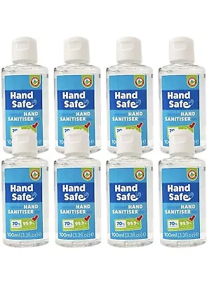 New Hand Sanitiser 100ml Gel 70% Alcohol Anti Bacterial  Pack Of X8 Handsafe • £5.14