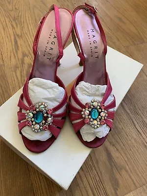 Magrit Satin And Crystal Pink Shoes Size 401/2. Good Condition.  • £10
