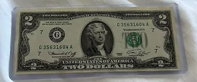 1976 Bicentennial Crisp Uncirculated Thomas Jefferson Two ( 2 ) Dollar Bill Note • $3.75