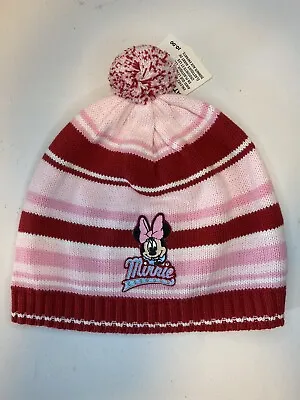 Disney Store Girls MINNIE MOUSE BEANIE Hat Striped Pink Cap Age 8-10 NWT NEW • $4.99