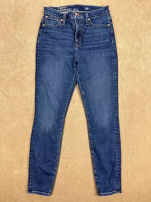 J Crew Jeans Women's 29x27 Blue Denim Curvy Toothpick High Rise Skinny Stretch • $24.25