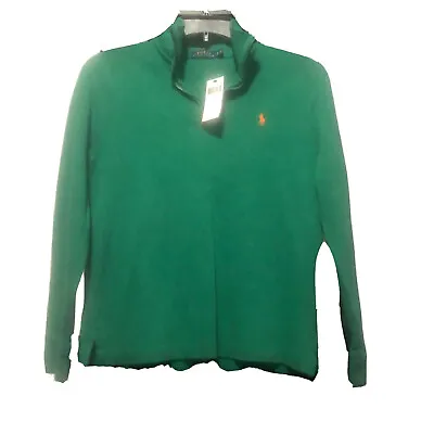 Polo Ralph Lauren Men's GREEN Long-Sleeve Top Half-Zip Logo Shirt Size S • $60