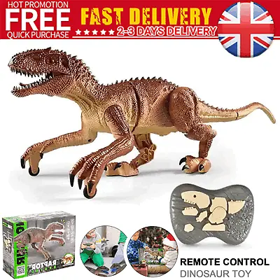 Remote Control Dinosaur Toys Walking Roaring Rechargeable RC Toys Gift Kids Xams • £15.91
