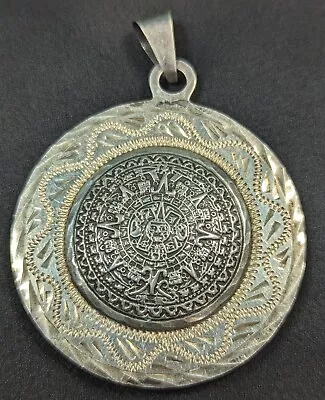 VTG Sterling Silver 925 Mexico Mayan Calendar Pendant Double Sided Large Gift  • $74.99